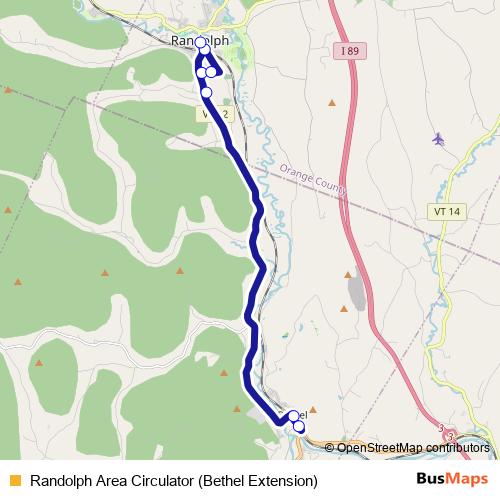 Randolph Area Circulator (Bethel Extension) bus Line Map