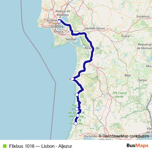 Flixbus 1016 bus Line Map