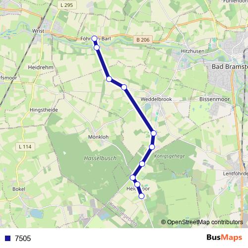 7505 bus Line Map