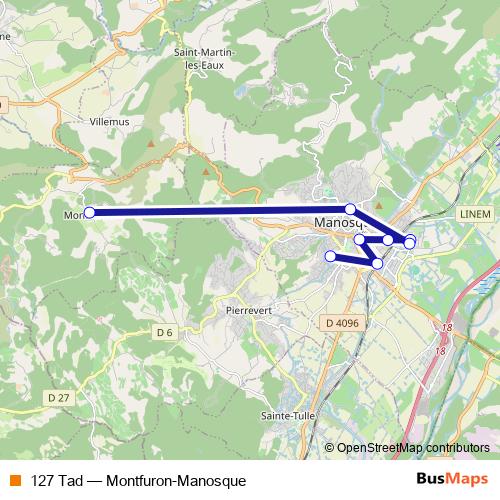 127 Tad bus Line Map