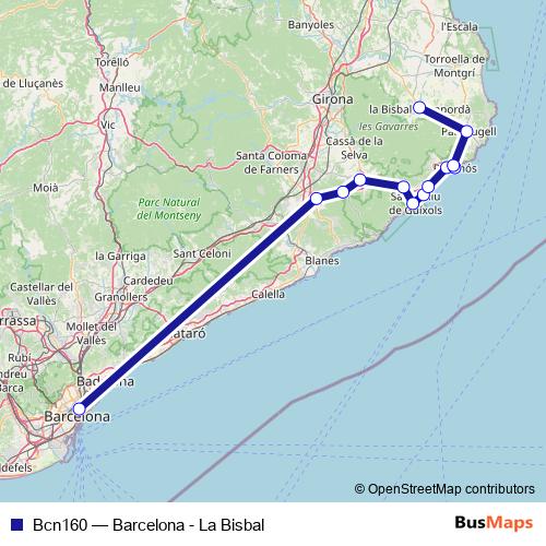 Bcn160 bus Line Map