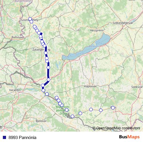 8993 Pannónia rail Line Map