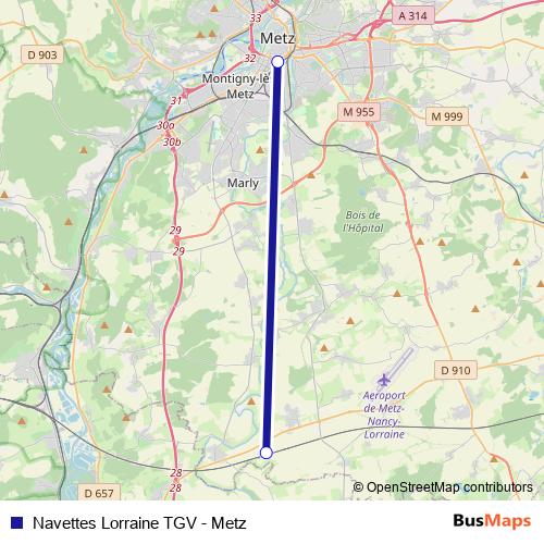 Navettes Lorraine TGV - Metz bus Line Map