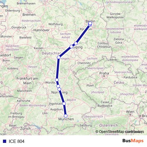 ICE 804 rail Line Map