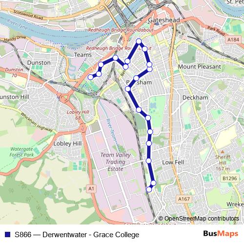 S866 bus Line Map
