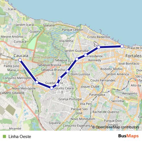 Linha Oeste metro Line Map