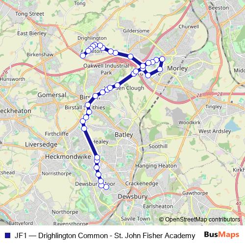 JF1 bus Line Map