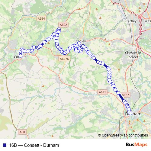 16B bus Line Map