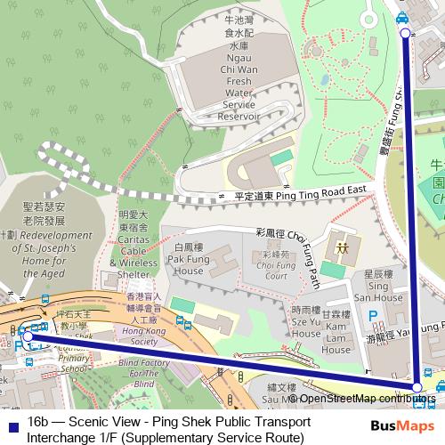 16b bus Line Map