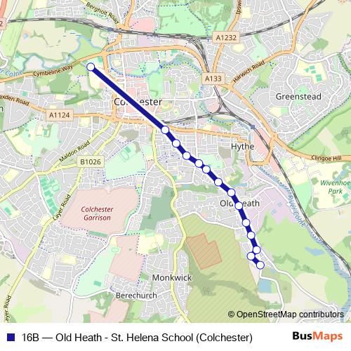 16B bus Line Map