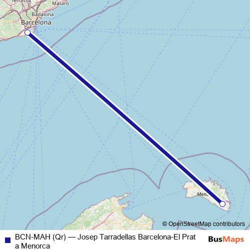 BCN-MAH (Qr) air Line Map