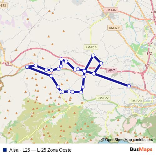 Alsa - L25 bus Line Map