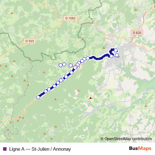 Ligne A bus Line Map