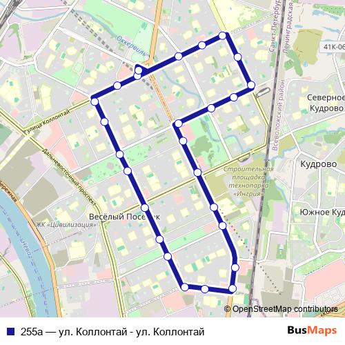 255а bus Line Map