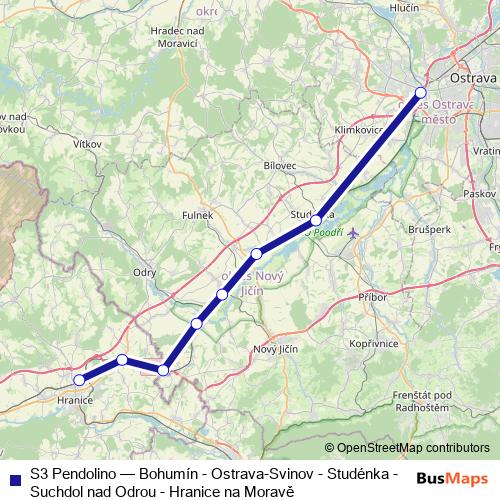 S3 Pendolino rail Line Map