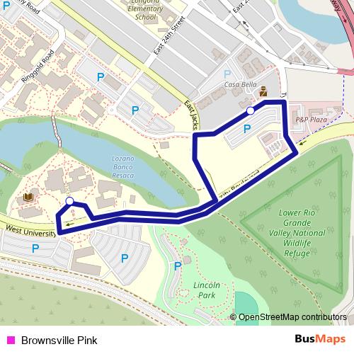 Brownsville Pink bus Line Map