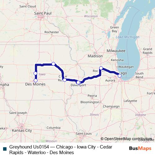 Greyhound Us0154 bus Line Map