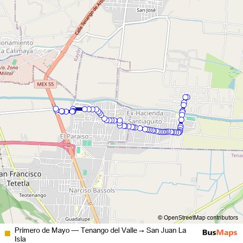 Primero de Mayo bus Line Map