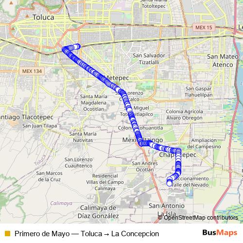 Primero de Mayo bus Line Map