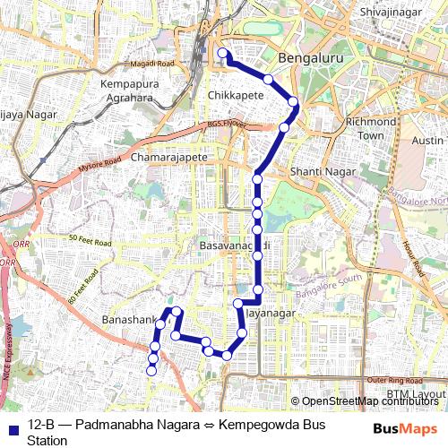 12-B bus Line Map