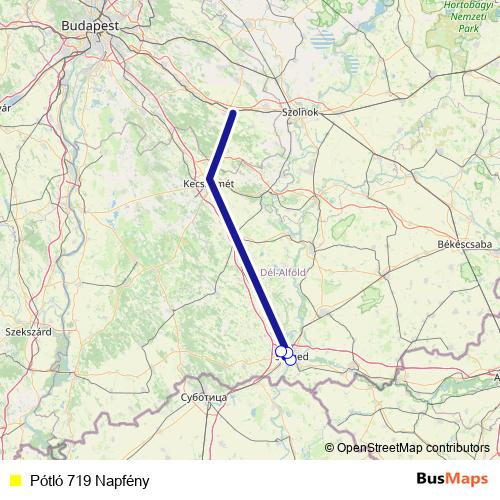 Pótló 719 Napfény bus Line Map