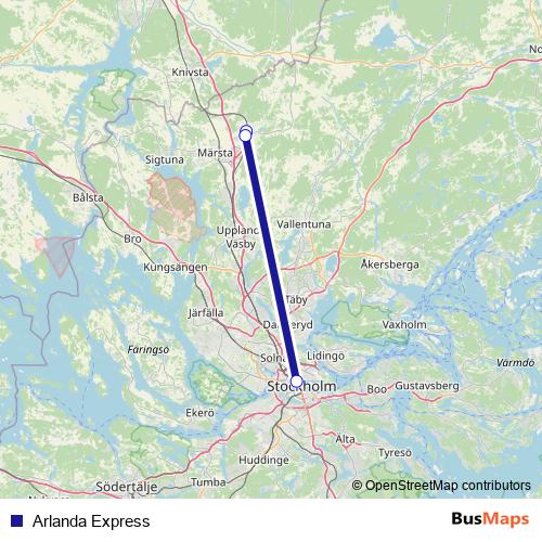 Arlanda Express rail Line Map