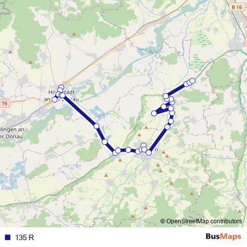 135 R bus Line Map