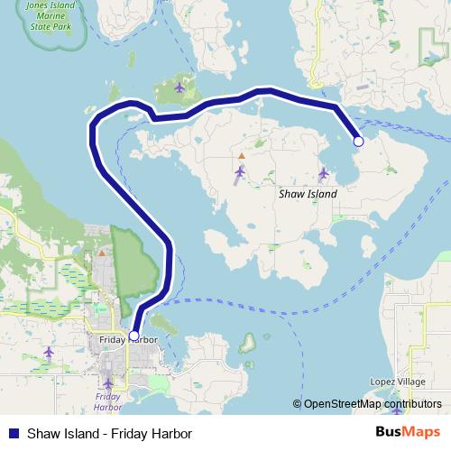 Shaw Island - Friday Harbor ferry Line Map