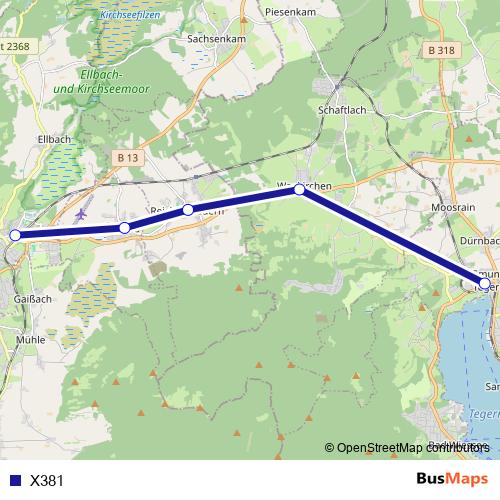 X381 bus Line Map