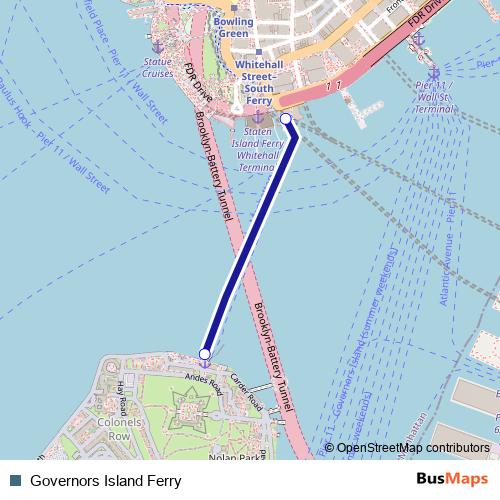 Governors Island Ferry ferry Line Map