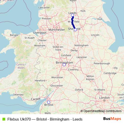 Flixbus Uk070 bus Line Map