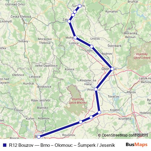 R12 Bouzov rail Line Map
