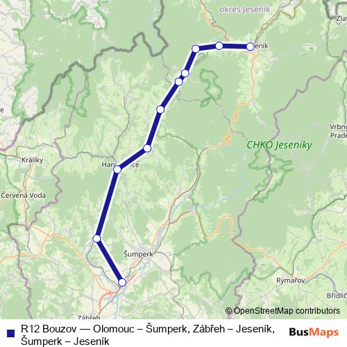 R12 Bouzov rail Line Map