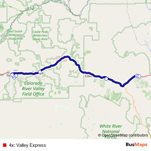 4x: Valley Express bus Line Map
