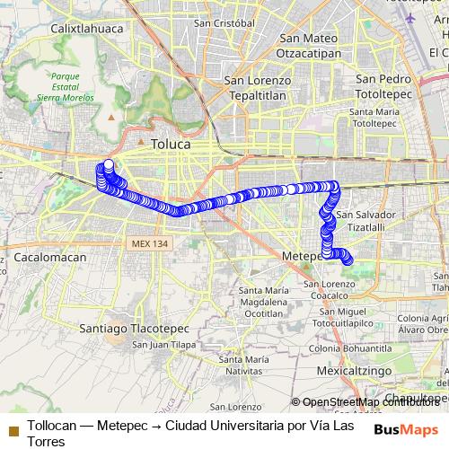 Tollocan bus Line Map