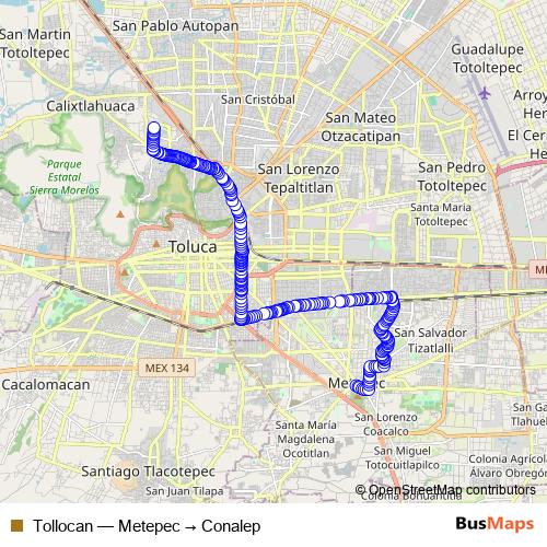 Tollocan bus Line Map