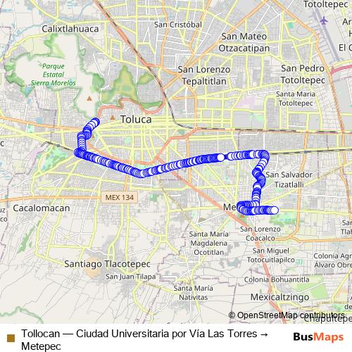 Tollocan bus Line Map
