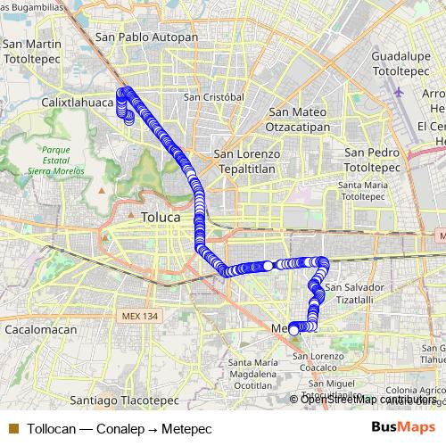 Tollocan bus Line Map