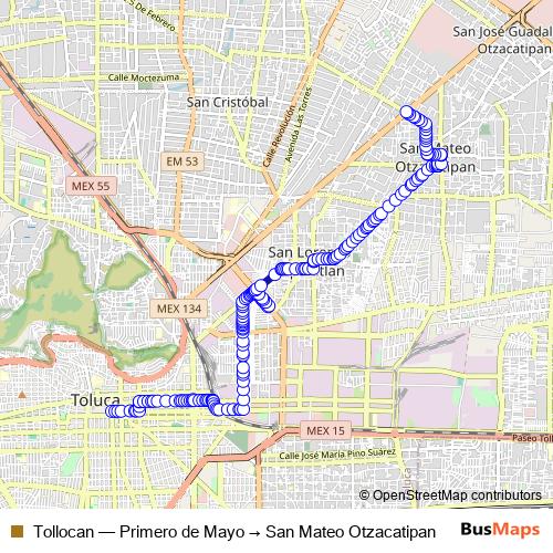 Tollocan bus Line Map