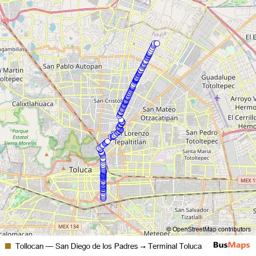 Tollocan bus Line Map