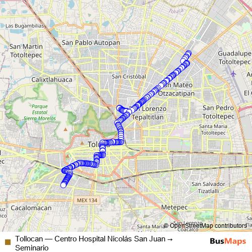 Tollocan bus Line Map