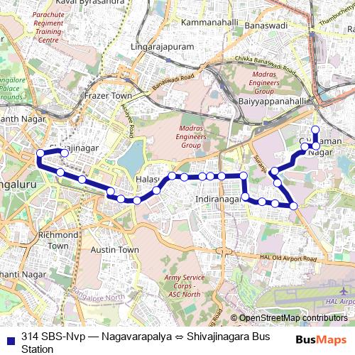 314 SBS-Nvp bus Line Map