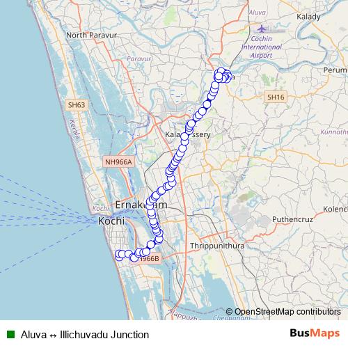 Aluva ↔ Illichuvadu Junction bus Line Map