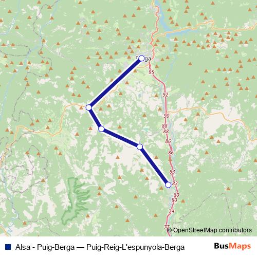 Alsa - Puig-Berga bus Line Map