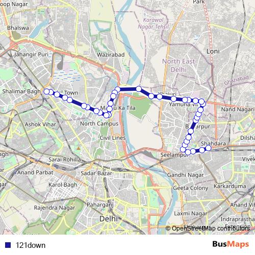 121down bus Line Map