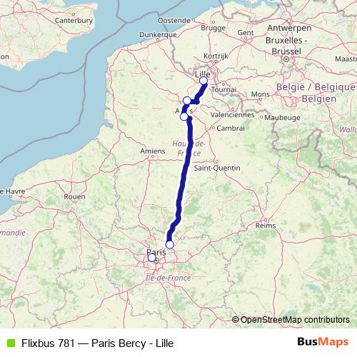 Flixbus 781 bus Line Map
