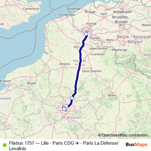 Flixbus 1757 bus Line Map