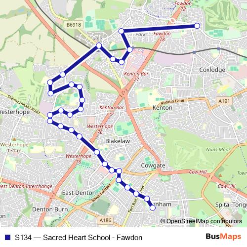 S134 bus Line Map