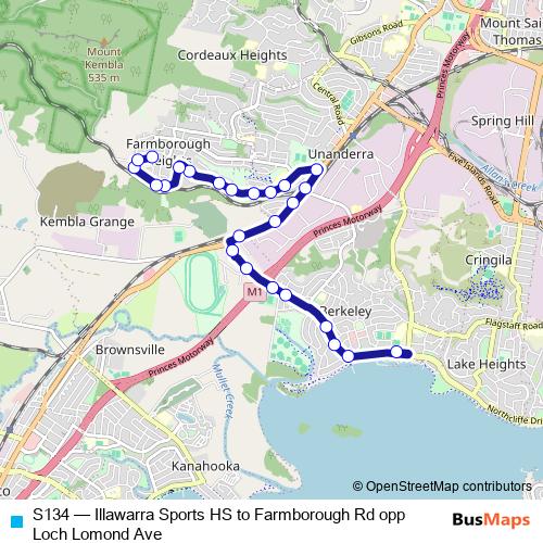 S134 bus Line Map