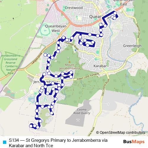 S134 bus Line Map